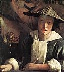 Johannes Vermeer Canvas Paintings - Young Girl with a Flute